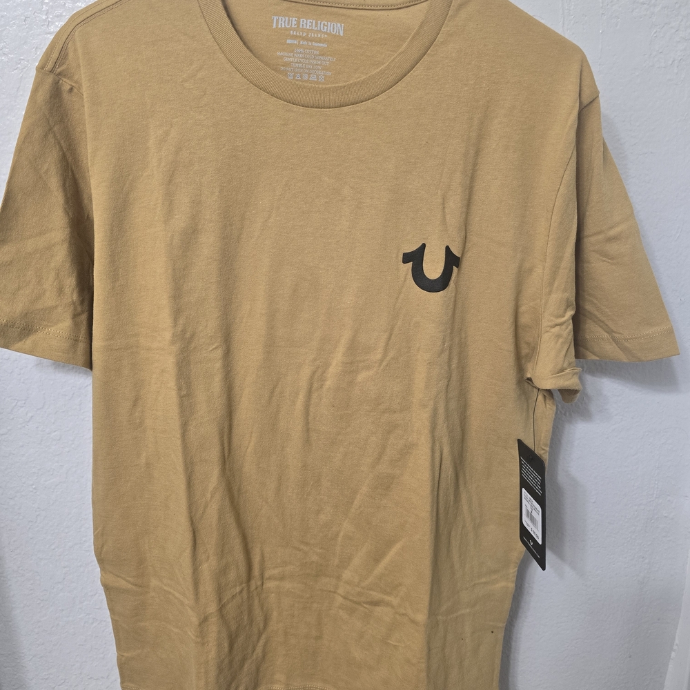 True Religion Men's Camel Short Sleeve Tee